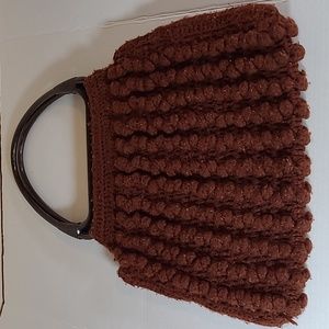 Vintage hand crocheted purse with acrylic handles.